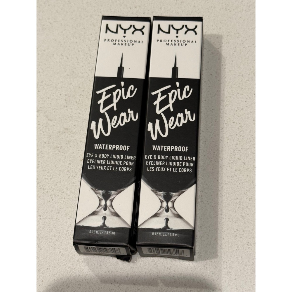 2pk NYX Epic Wear Waterproof Eye Body Liquid Liner Black EWSPLL01 0.12oz New
